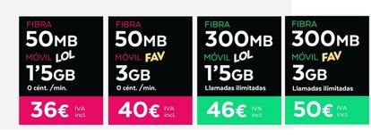 Nuevas tarifas fibra óptica/datos/móvil de Tuenti.