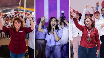 Las gobernadoras electas Margarita González (Morelos), Libia García Muñoz (Guanajuato) y Rocío Nahle (Veracruz).