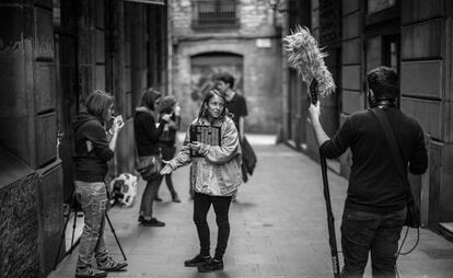 Un moment del rodatge de 'Vella Rosario', a Ciutat Vella.