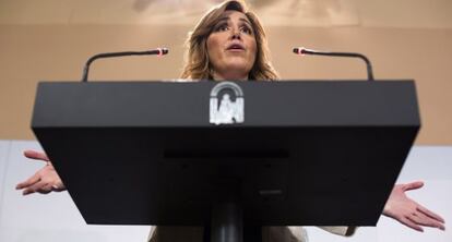 La presidenta Susana D&iacute;az, este martes tras el Consejo de Gobierno.