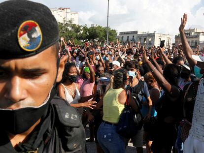 Protesta contra el Gobierno cubano en La Habana, el pasado 11 de julio.