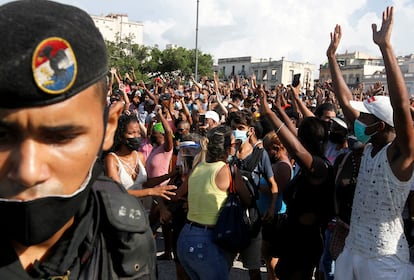 Protesta contra el Gobierno cubano en La Habana, el pasado 11 de julio.