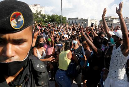 Protesta contra el Gobierno cubano en La Habana, el pasado 11 de julio.