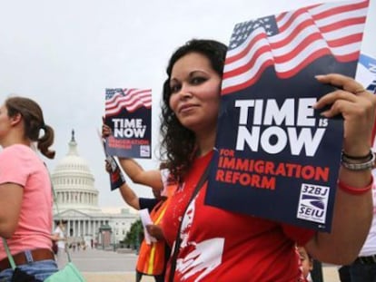 A demonstration in Washington DC in favor of immigration reform.