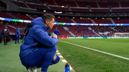 Fernando Torres, en el Metropolitano, durante el partido de octavos de final de la Youth League entre el juvenil del Atlético y el Genk (4-1).