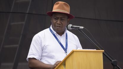 Leyner Palacios, integrante de la Comisión de la Verdad, en Ecuador, durante una ceremonia de reconocimiento a las víctimas del conflicto más allá de las frontera nacionales.