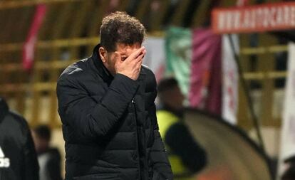 Simeone, durante el partido de Copa contra la Cultural.