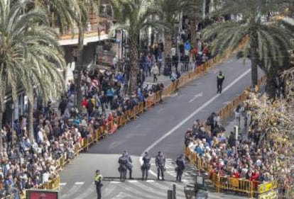 Calle de las Barcas con plaza del Ayuntamiento de Valencia, este año.