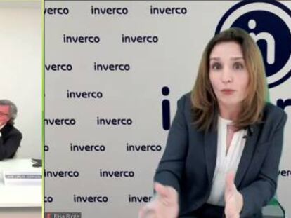 Una conferencia de prensa de la directiva de Inverco, la asociación de las gestoras de fondos de pensiones.