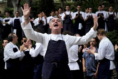 Ferra Adrià, en elBulli, la noche del cierre del restaurante, el pasado julio.