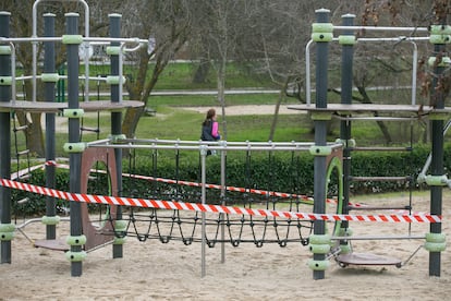 El parque de La Araña cerrado, en San Sebastián de Los Reyes.