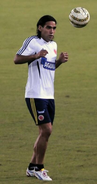 Falcao, ayer en un entrenamiento con Colombia.