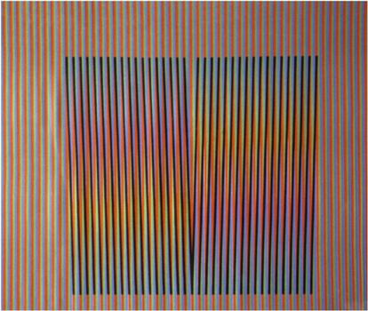 'Inducción cromática' (1978). Carlos Cruz-Díez (Caracas, 1923). (Tinta impresa sobre seda, 72x80 cm). El artista venezolano adquirió fama internacional por sus experimentos con el 'Op art'.