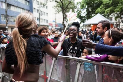 Titica, durante o show, no centro de S&atilde;o Paulo.