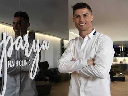 Cristiano Ronaldo, durante la inauguración de una de sus clínicas de transplante capilar en Madrid, el pasado 18 de marzo.