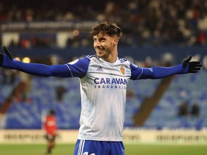 Puado celebra su gol al Mallorca. 