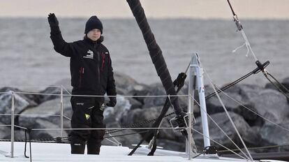 Greta Thunberg, a bordo del catamarn que la trajo a la cumbre del clima.