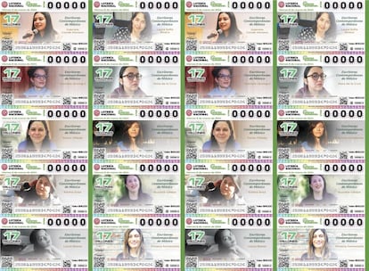 Los billetes conmemorativos de la Lotería Nacional por el Día Internacional de la Mujer 2024.