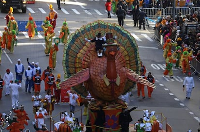 El pavo Tom en el desfile de Acción de Gracias que organiza cada año la cadena de tiendas Macy en Nueva York. 