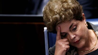 Dilma no dia de seu discurso de defesa.