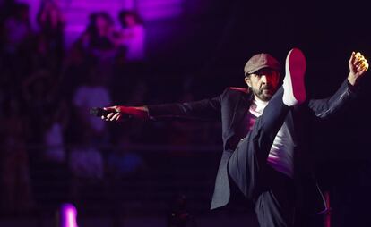 Juan Luis Guerra, en su concierto de anoche en Madrid.