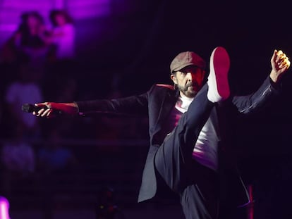 Juan Luis Guerra, en su concierto de anoche en Madrid.