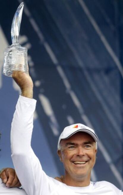 Bekking celebra el tercer puesto del Telefónica Azul de 2008.