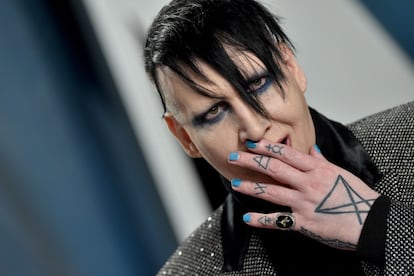 Marilyn Manson en la fiesta post Oscar de la revista 'Vanity Fair' en 2020.