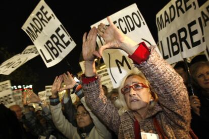 Concentración en favor del aborto en Madrid.