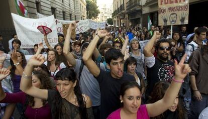 Protesta de estudiantes en Sevilla.