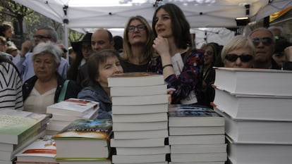 Libros el pasado Sant Jordi en Barcelona.