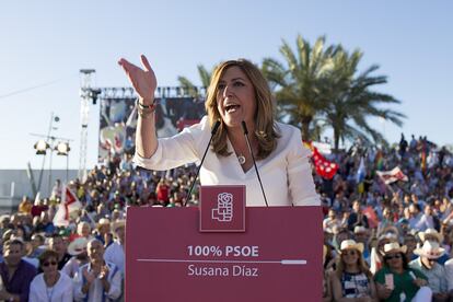 La presidenta de la Junta de Andalucía y candidata, Susana Díaz, en un momento del discurso.