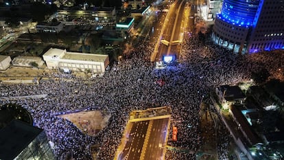 Protesta en Tel Aviv contra la reforma judicial, el sábado.