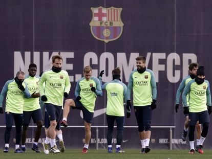 Parte de la plantilla del FC Barcelona se entrena este martes en la Ciduad Deportiva