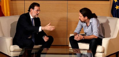 Mariano Rajoy con Pablo Iglesias