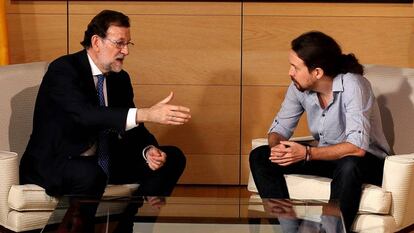 Mariano Rajoy com Pablo Iglesias