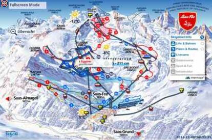 Pistas de esquí de Saas-Fee (en el sur de Suiza) donde se produjo el alud el pasado miércoles.