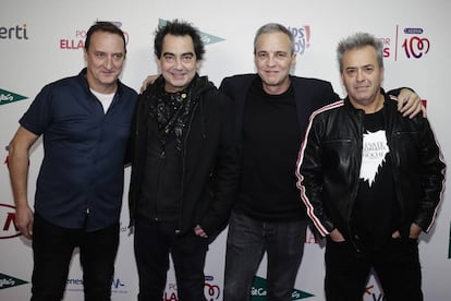 Los cuatro componentes de Hombres G: Daniel Mezquita, Javi Molina, David Summers y Rafa Gutiérrez, en abril de 2017 en Madrid.