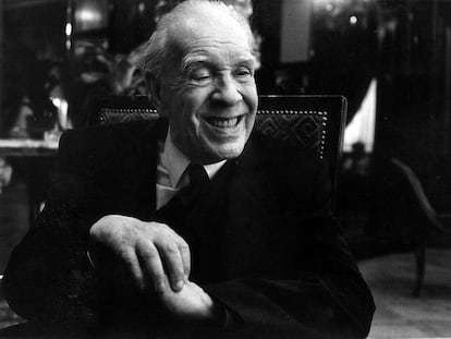 Jorge Luis Borges en una entrevista, en 1985.