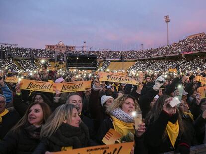 Concert a Barcelona organitzat per l'ANC per reclamar l'alliberament dels exconsellers i líders sobiranistes empresonats.