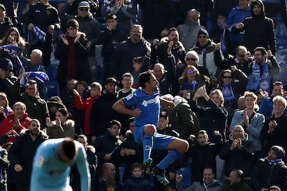 Jaime Mata celebra el 3-1 a favor del Getafe.