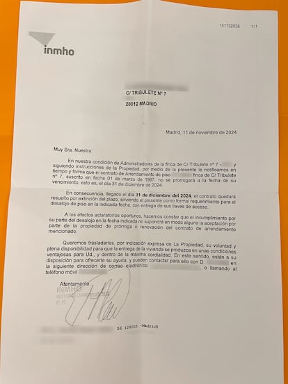 Aviso de desahucio por parte de Ellix a un vecino de Tribulete 7