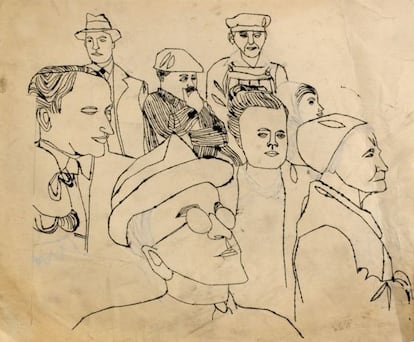 'No Title (Questions All America is Asking)',' dibujo fechado en 1953.