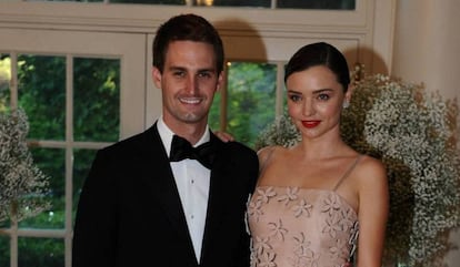 Miranda Kerr y Evan Spiegel, fundador de Snapchat, en una cena de Estado en la Casa Blanca.