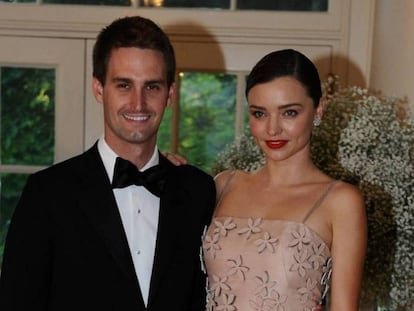 Miranda Kerr y Evan Spiegel, fundador de Snapchat, en una cena de Estado en la Casa Blanca.