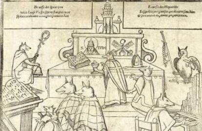 'La misa de los hipócritas', dibujo anónimo protestante de 1566.