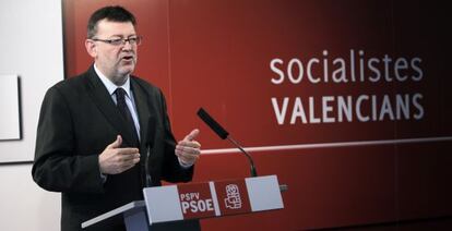 Ximo Puig, en la sede del PSPV-PSOE de Valencia.