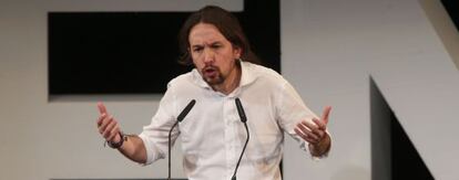 Pablo Iglesias, durante la clausura de la  Asamblea Ciudadana de Podemos. 