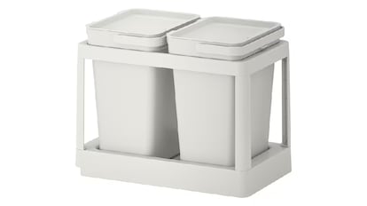 clasificador de residuos, reciclaje, combinación de dos cubos, clasificador de residuos Ikea, basura, cubos de reciclaje cocina, formato extraíble, fácil transporte