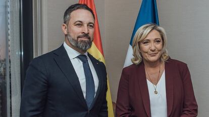 Santiago Abascal y Marine Le Pen, en Madrid, el pasado enero. 